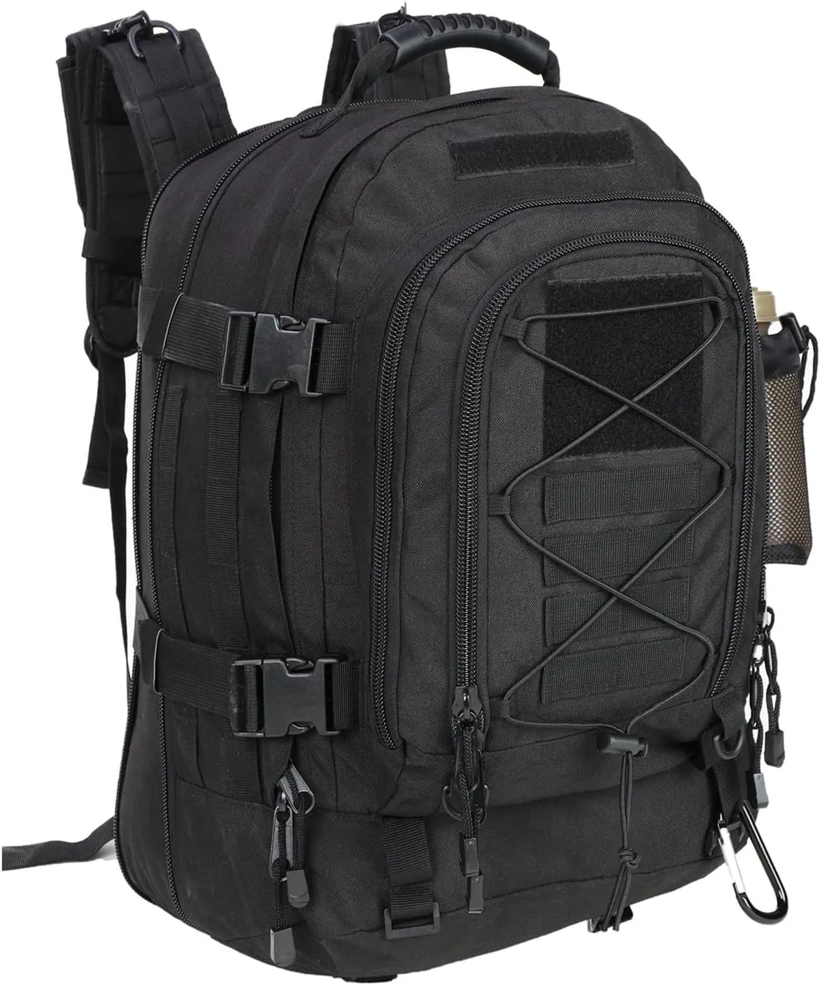 Large Military Bug Out Bag 3 Day Pack Expandable Backpack Army Daypack for Outdoor Hiking Hunting (Black)