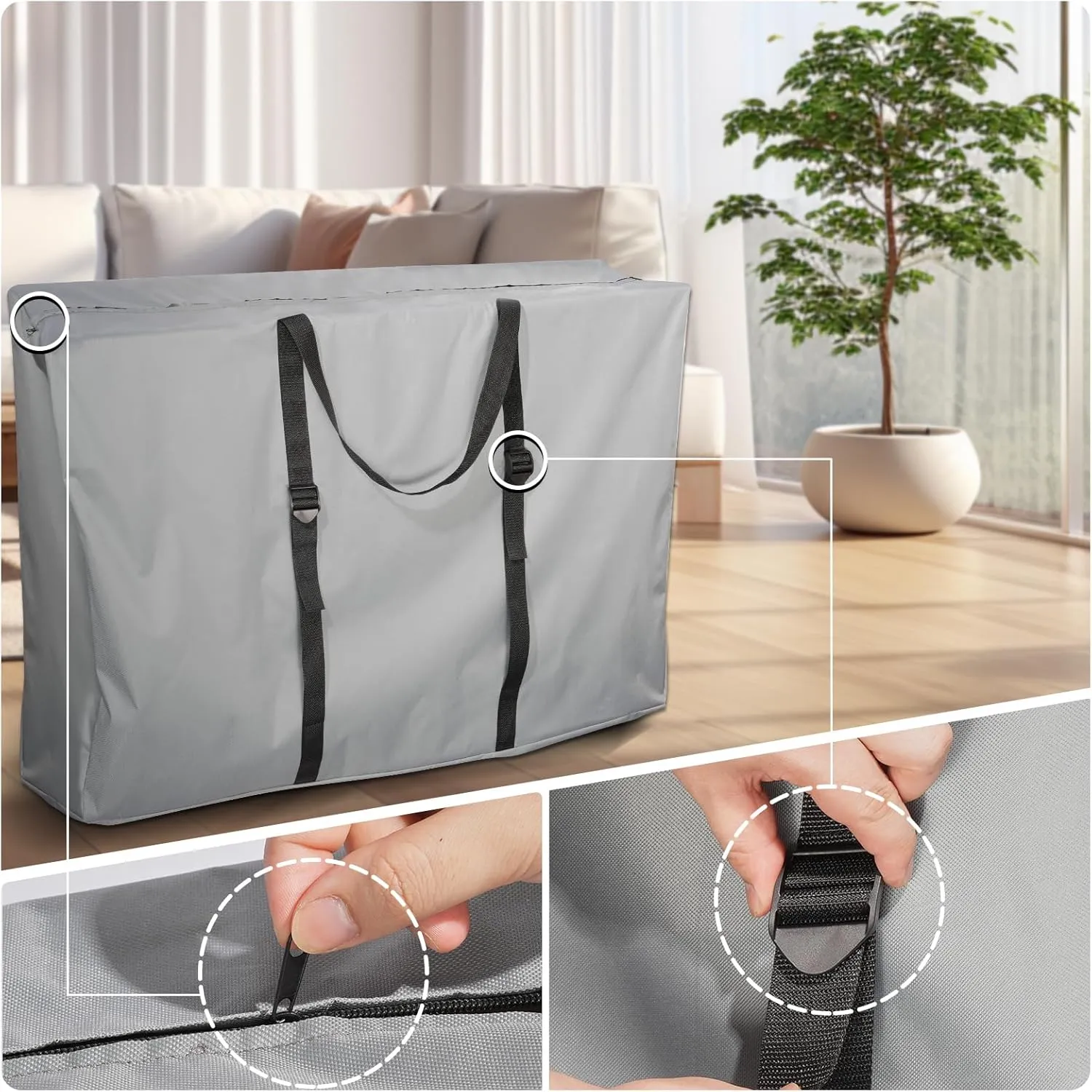 Large Outside Chair Storage Bag, Uranshin 600D Chair Carry Bag for Zero Gravity Chair Cover, Heavy Duty Folding Lounge Chair Carrying Case Bags with Zippers 43" L x 11" W x 29" H (Gray - 2 Pack)