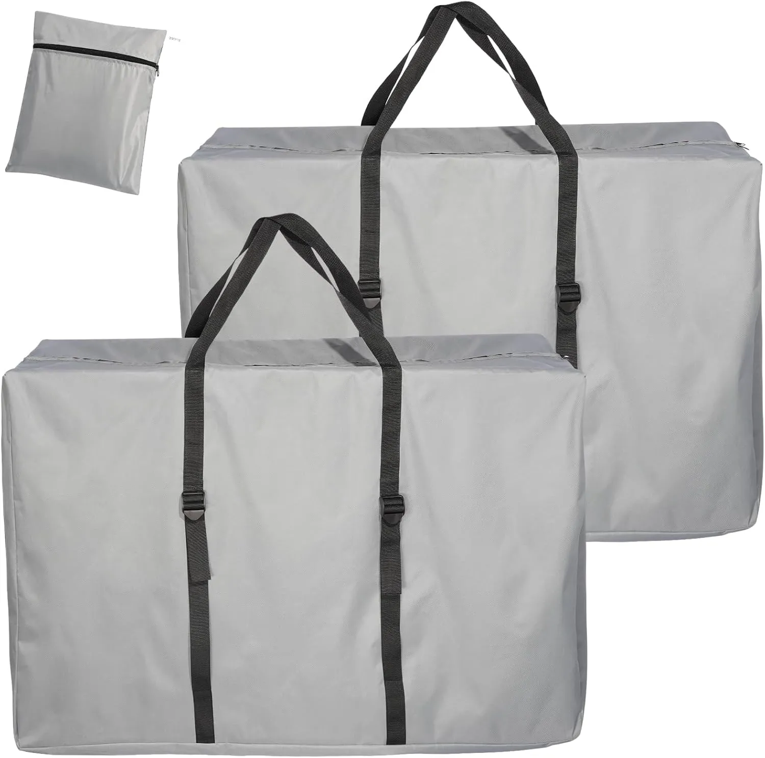 Large Outside Chair Storage Bag, Uranshin 600D Chair Carry Bag for Zero Gravity Chair Cover, Heavy Duty Folding Lounge Chair Carrying Case Bags with Zippers 43" L x 11" W x 29" H (Gray - 2 Pack)