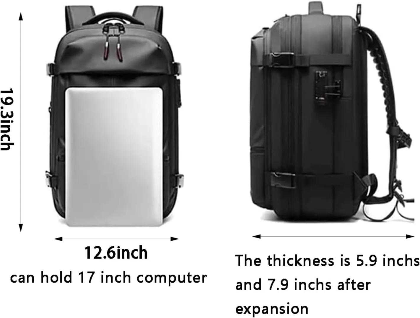 Large Vacpack Backpack, 60L Expandable Vacuum Compression Bag, Anti Theft Vacpack Travel Vacuum Backpack, Hiking Waterproof Outdoor Sports Rucksack(Gray)