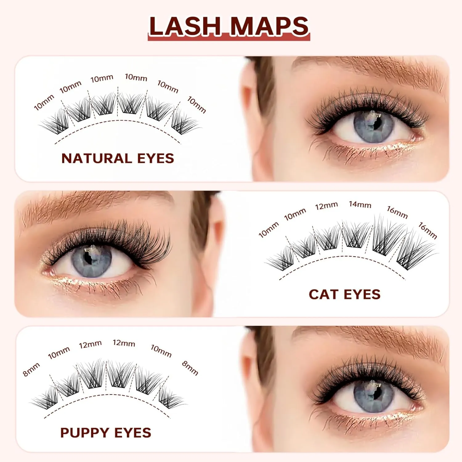 Lash Extension Kit, Natural Look, Wispy Faux Mink 8-16mm DIY Cluster Lashes, Soft & Fluffy, Reusable Lashes with Waterproof Bond & Seal, Tweezers & Remover, Easy to Apply for Beginners