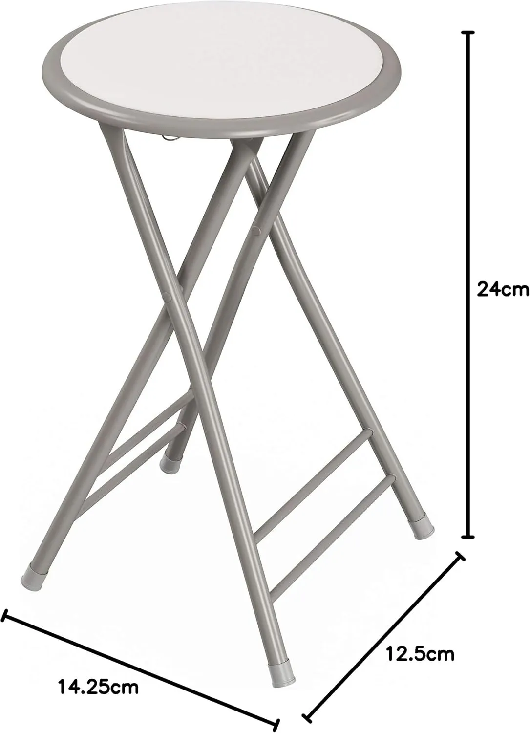 Lavish Home Folding Stool - Backless 24-Inch Stool with 225lb Capacity for Kitchen or Rec Room - Portable Indoor Counter Bar Stools (White)