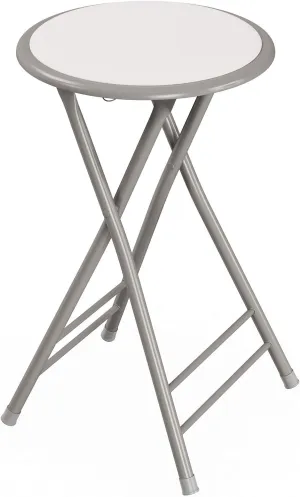 Lavish Home Folding Stool - Backless 24-Inch Stool with 225lb Capacity for Kitchen or Rec Room - Portable Indoor Counter Bar Stools (White)
