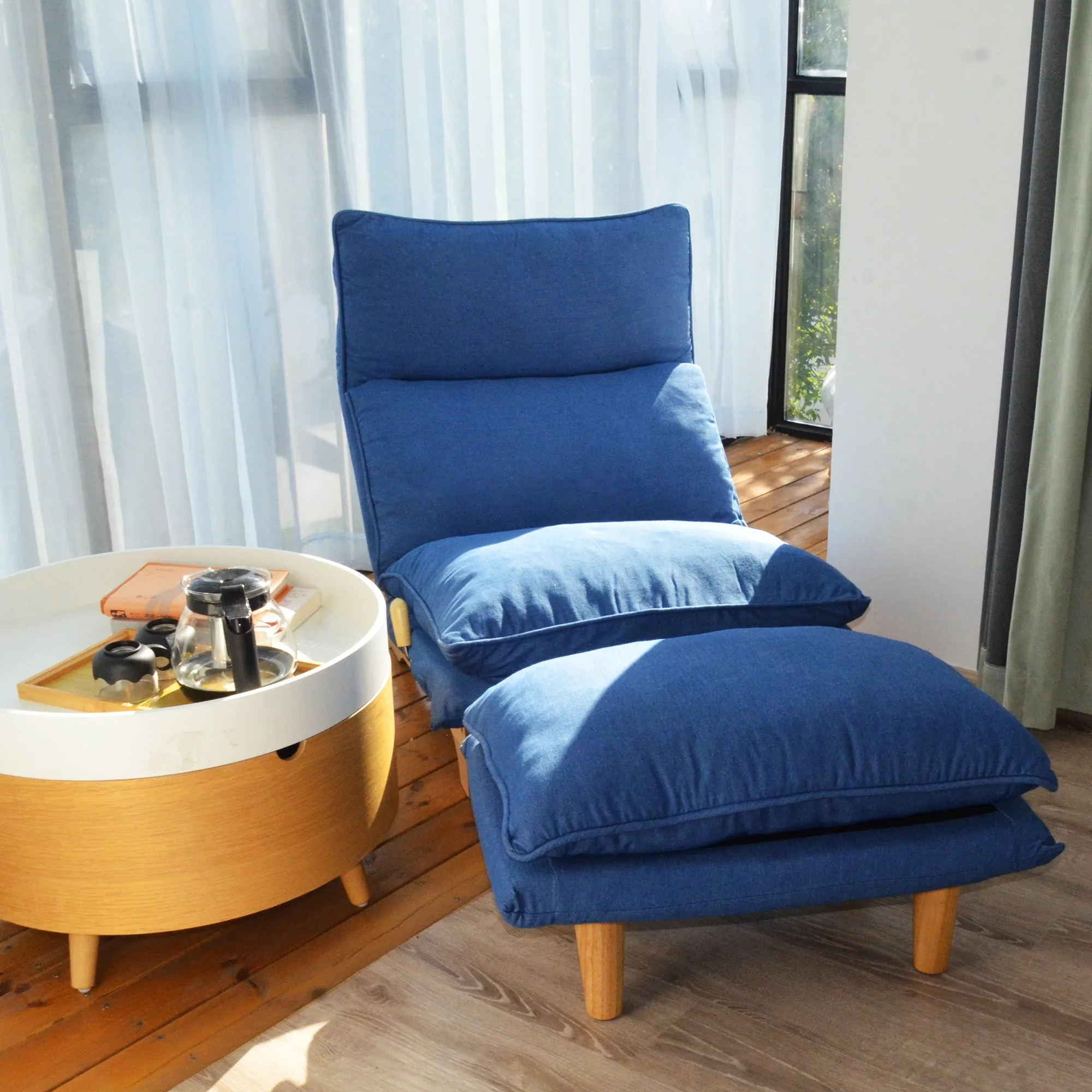 Lazy Sofa Reclining Chair - Dark Blue