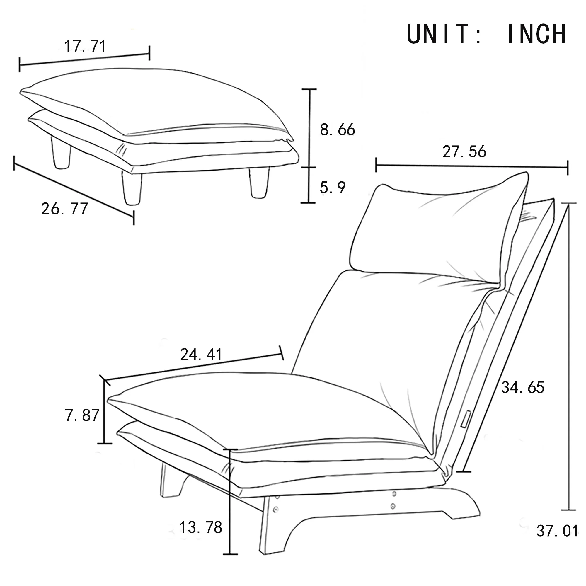 Lazy Sofa Reclining Chair - Dark Blue