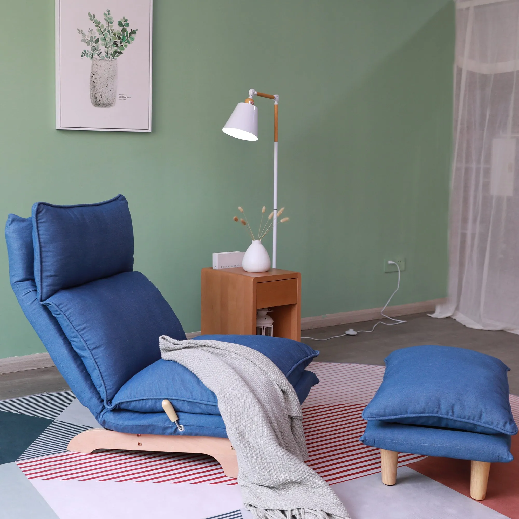 Lazy Sofa Reclining Chair - Dark Blue