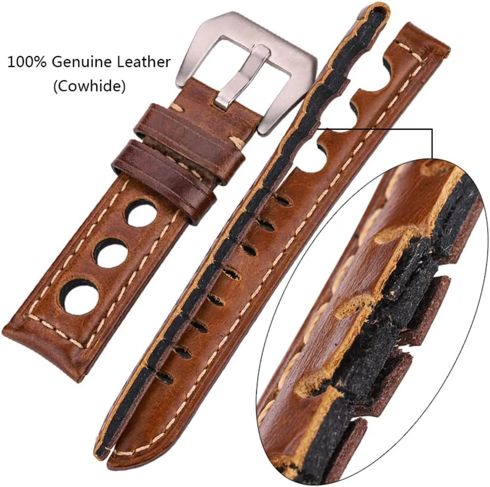 Leather Watch Strap Bracelet Vintage 20mm 22mm 24mm Watch Strap Women Men Fashion Watch StrapLeather Strap With Pin Buckle