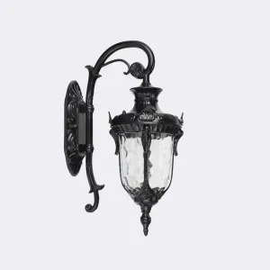LED Bronze Gooseneck Outdoor Wall Lantern Light 24" inch High Vintage Porch Lighting Black Aluminum Waterproof Clamp Wall Sconce with Transparent Shade for Corridors Balconies Gate Wall Lamp