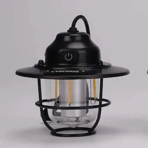 LED Camping Lamp Retro Hanging Lamp Portable Stepless Dimming Camping Light Waterproof Rechargeable Outdoor Light Lantern