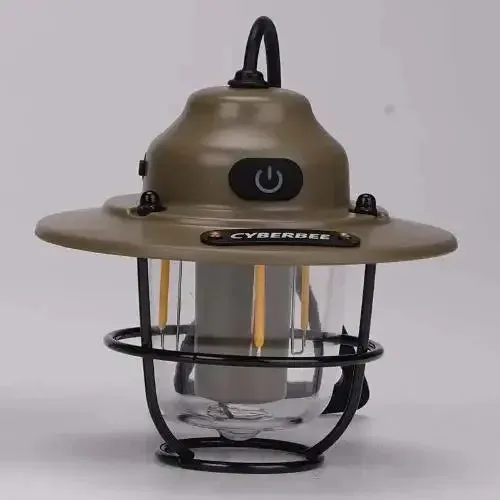 LED Camping Lamp Retro Hanging Lamp Portable Stepless Dimming Camping Light Waterproof Rechargeable Outdoor Light Lantern