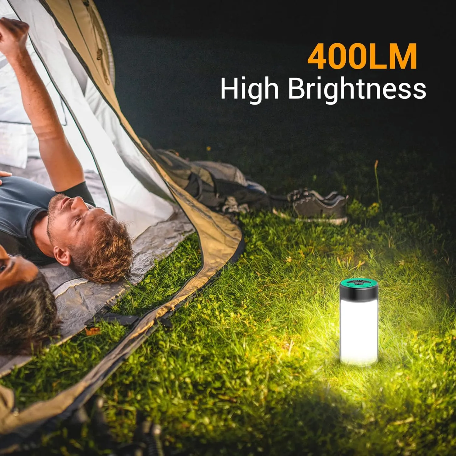 LED Camping Lantern, CT CAPETRONIX Rechargeable Camping Lights with 400LM 5 Light Modes, Battery Powered LED Lantern for Power Outage Emergency Hurricane Camping Gear(2 Pack, Black & Lake Blue)