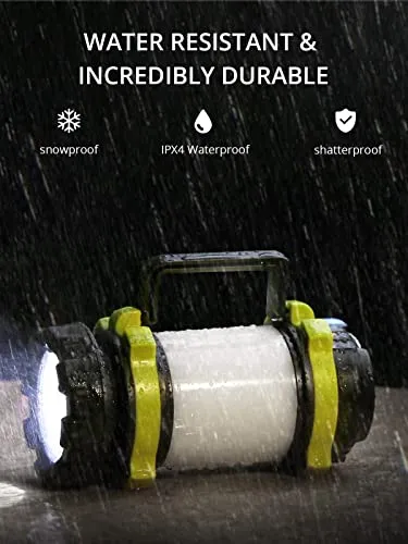 LED Camping Lantern Rechargeable, AKASO Flashlight Lantern with 6 Modes, 3000mAh Power Bank, IPX4 Waterproof Camping Flashlight for Hiking Hurricane Emergency Home Outdoor, USB Cable Included (2 Pack)