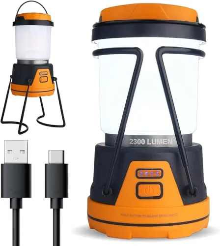 LED Camping Lantern Rechargeable,1800LM, 4 Light Modes, 4400mAh Power Bank
