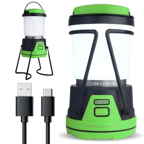 LED Camping Lantern Rechargeable,1800LM, 4 Light Modes, 4400mAh Power Bank