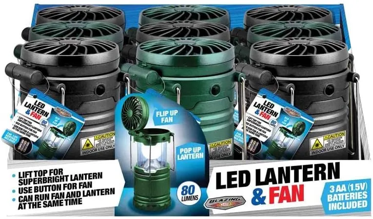 LED Lantern & Fan 80LUM, Multicoloured