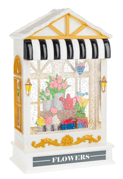 LED Light Up Shimmer Flower Shop Lantern
