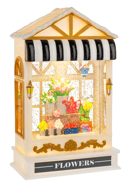 LED Light Up Shimmer Flower Shop Lantern