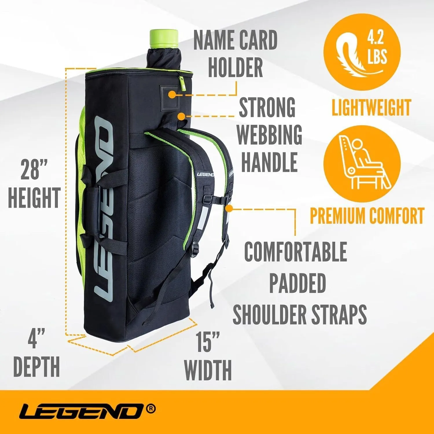 Legend XT720 Takedown Recurve Bow Case - Protective Nylon Archery Backpack Bag, Padded Recurve Bow and Arrow Case for Archery Accessories & Gears with Multiple Pockets, Arrow Tube Included