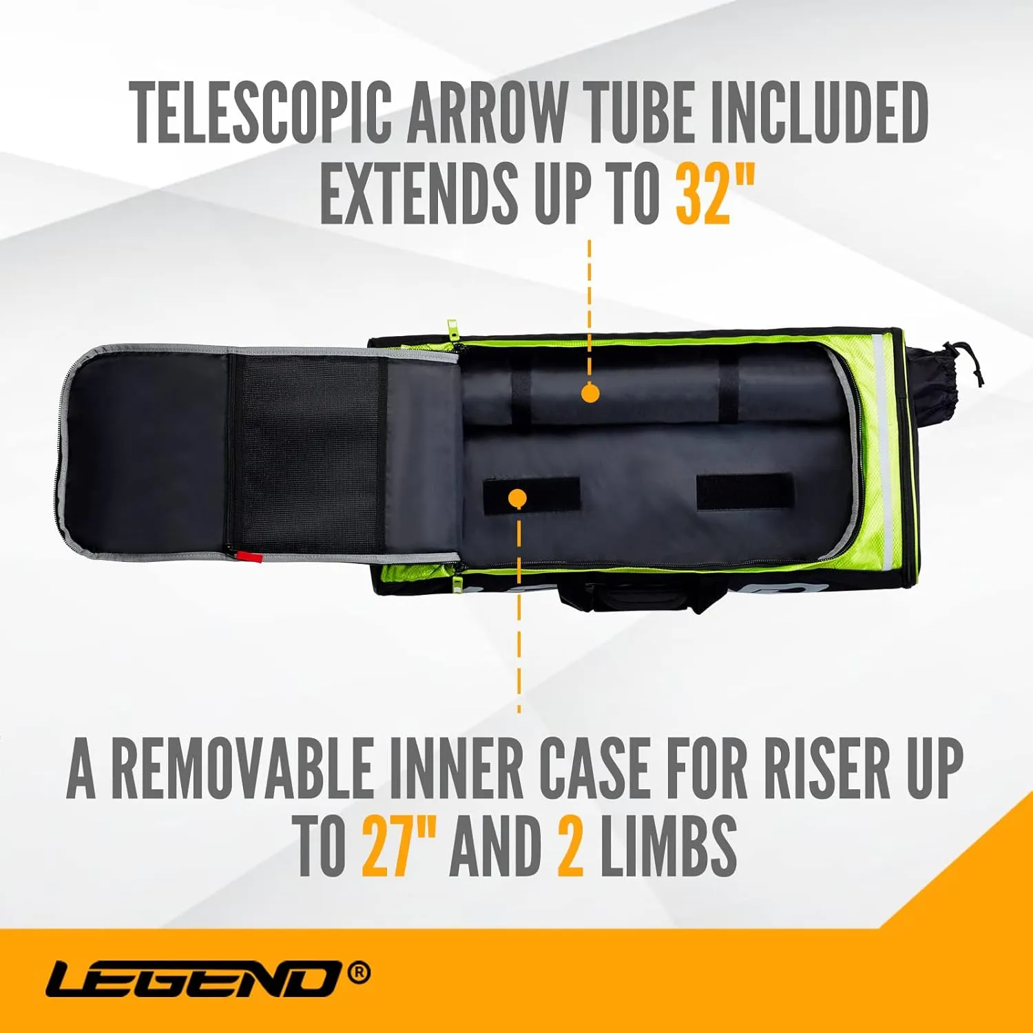 Legend XT720 Takedown Recurve Bow Case - Protective Nylon Archery Backpack Bag, Padded Recurve Bow and Arrow Case for Archery Accessories & Gears with Multiple Pockets, Arrow Tube Included