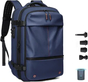 LELEBEAR Go Trend Mart Backpack, Vacpack Backpack Travel, 60L Expandable Travel Backpack Waterproof Vacuum Compression Bag (Blue   Vacuum Pump)
