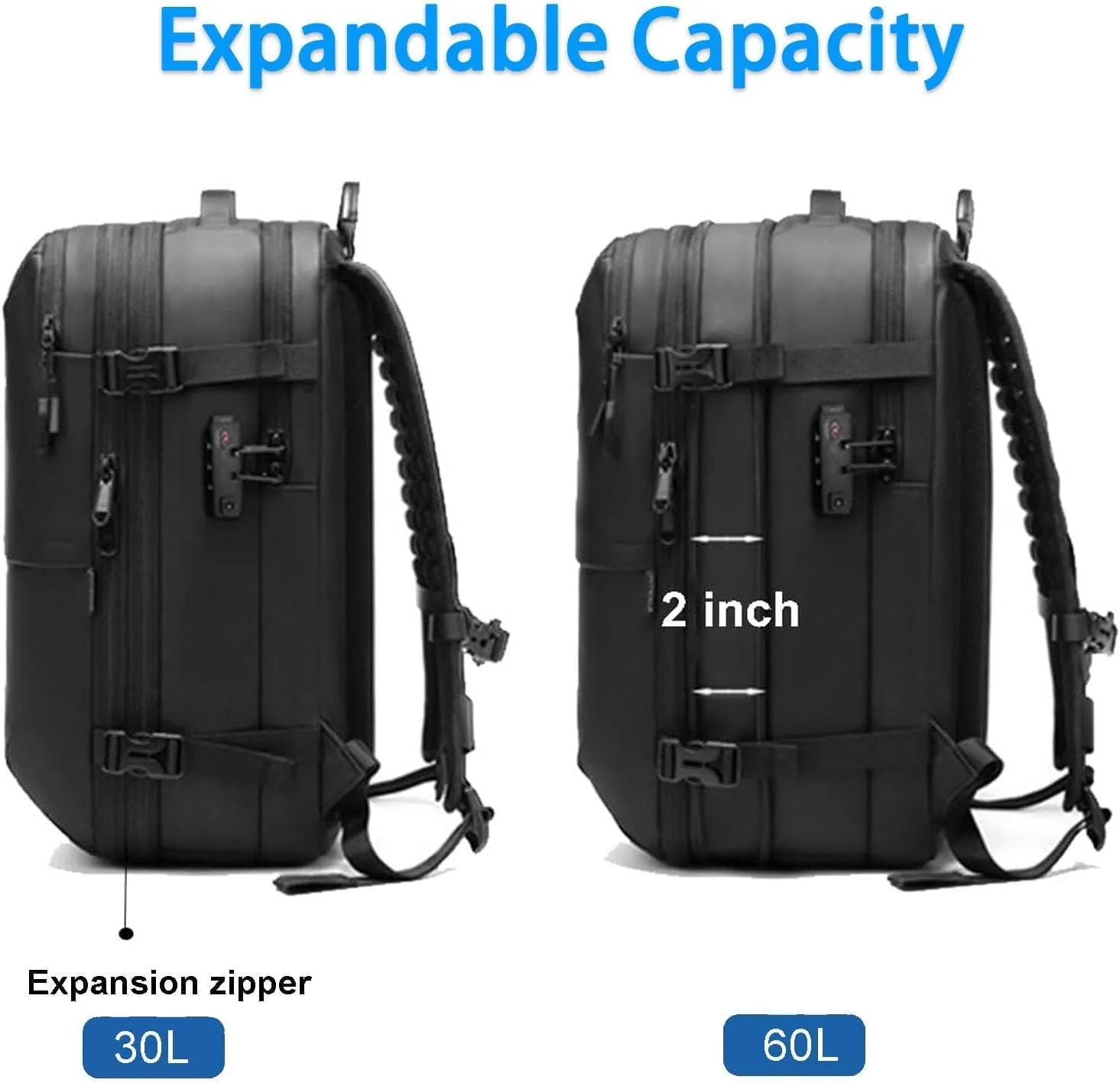 LELEBEAR Go Trend Mart Backpack, Vacpack Backpack Travel, 60L Expandable Travel Backpack Waterproof Vacuum Compression Bag (Blue   Vacuum Pump)