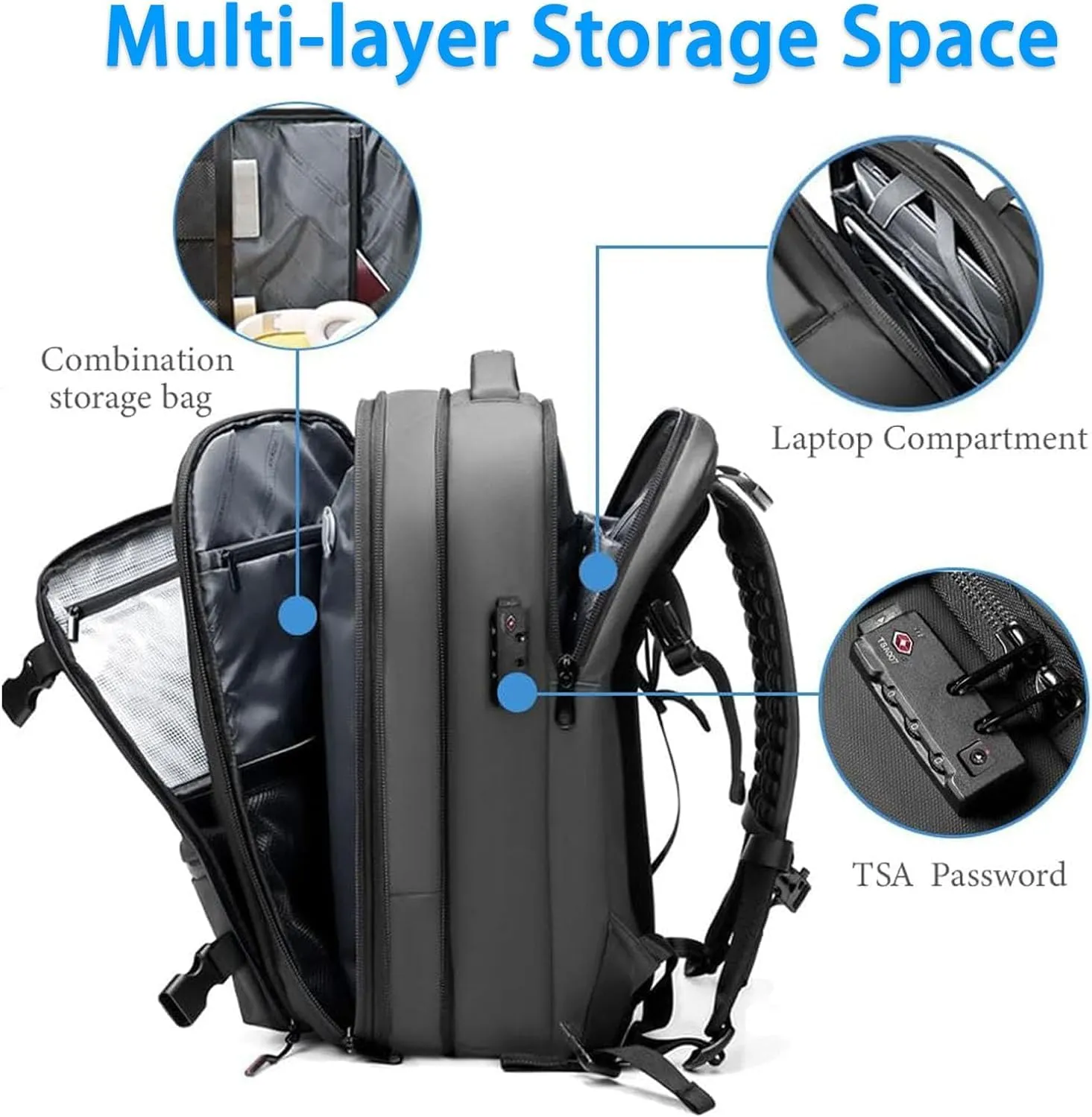 LELEBEAR Go Trend Mart Backpack, Vacpack Backpack Travel, 60L Expandable Travel Backpack Waterproof Vacuum Compression Bag (Blue   Vacuum Pump)