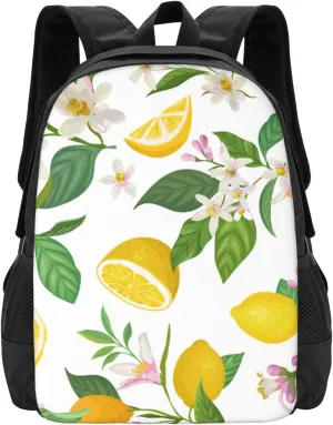 Lemon Flowers Lightweight Packable Backpack Travel Casual Large Capacity Daypack Foldable Backpack For Men Women
