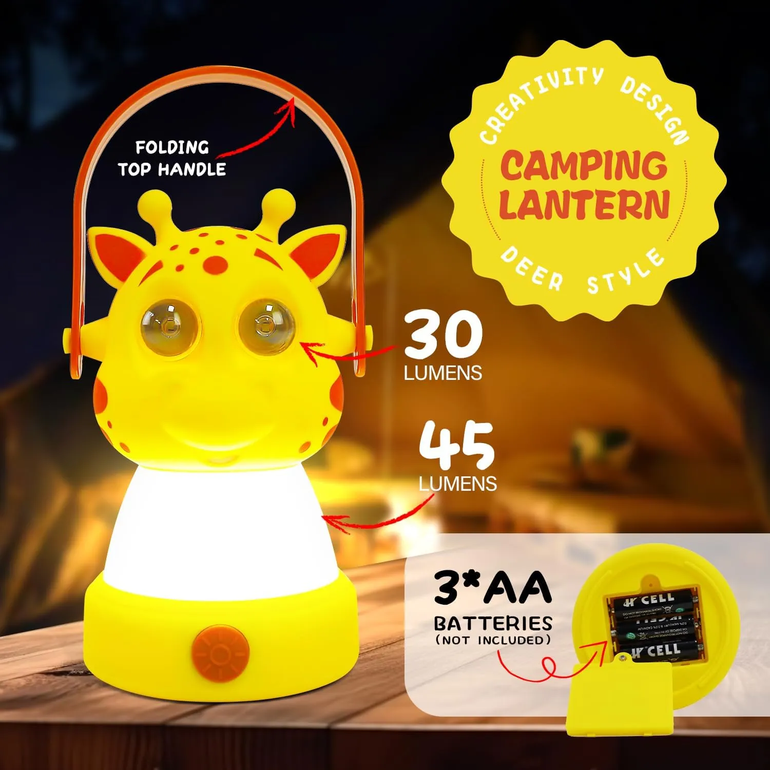 Let's Explore LED Camping Lantern & Headlamp, Battery Powered Night Light, Gift for Birthday, Lightweight Tent Lamp for Children (Deer Set) Age 6  8 9 10 11 12 13 14
