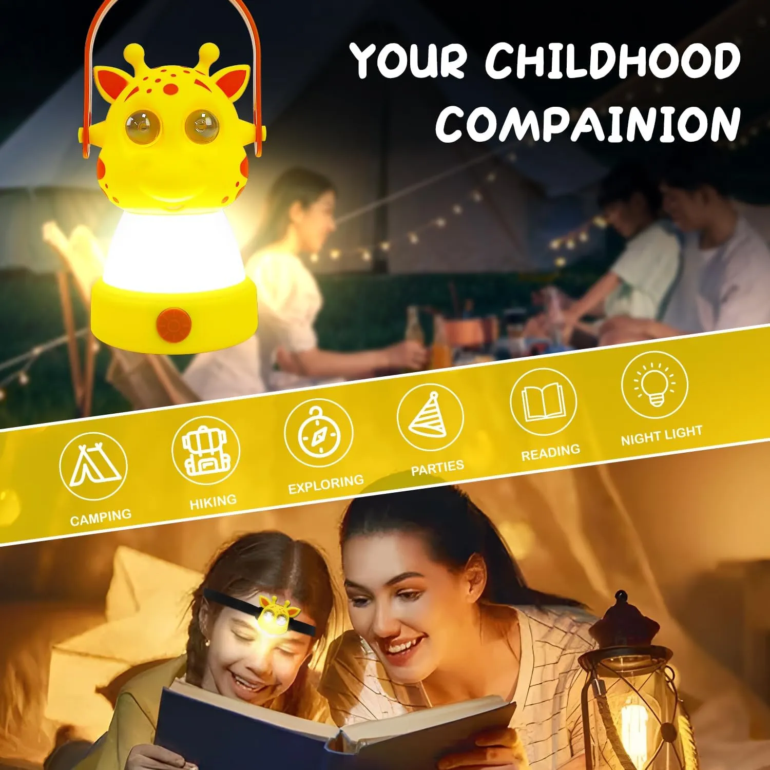 Let's Explore LED Camping Lantern & Headlamp, Battery Powered Night Light, Gift for Birthday, Lightweight Tent Lamp for Children (Deer Set) Age 6  8 9 10 11 12 13 14