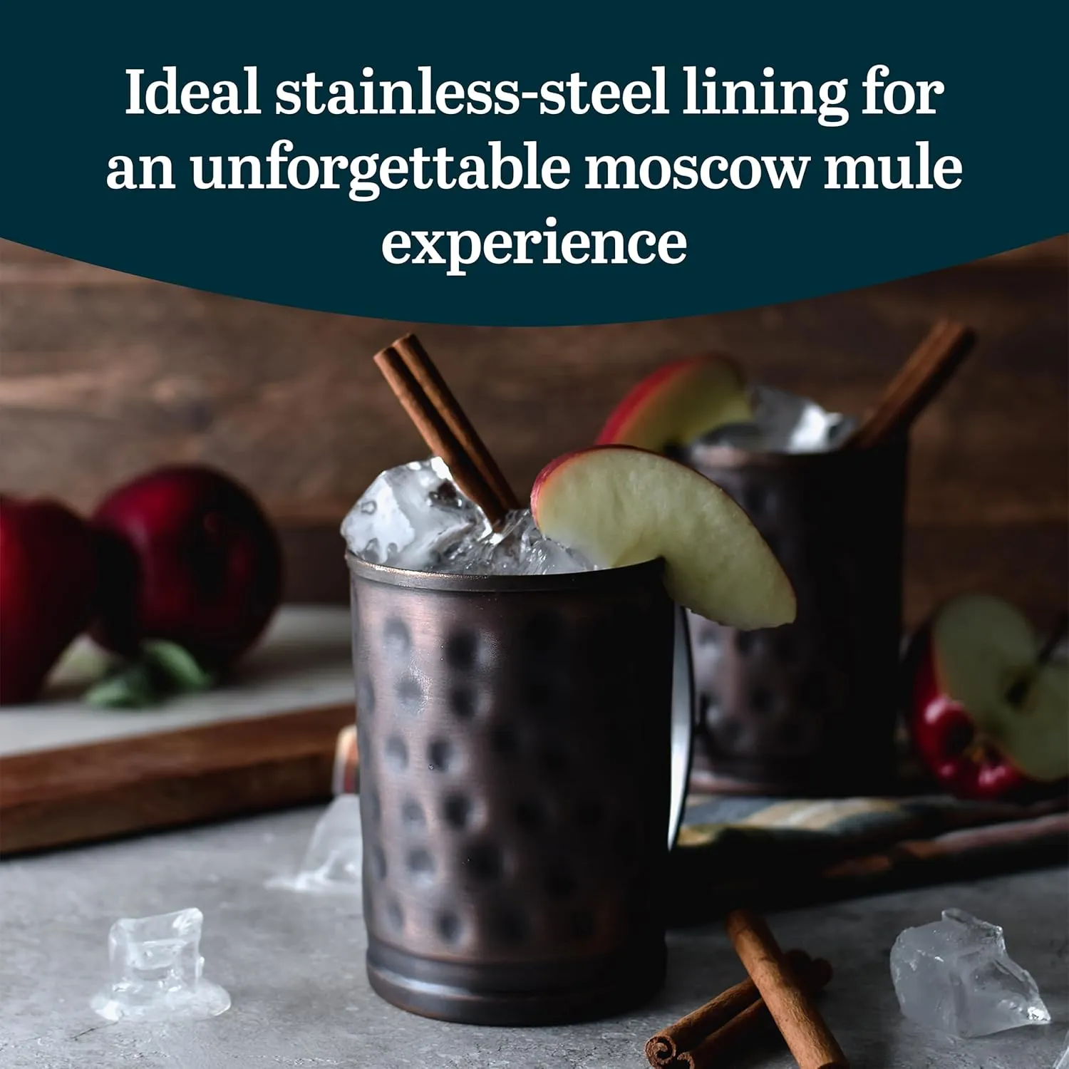 Libbey Moscow Mule Hammered Copper Mugs, 14-ounce, Set of 4