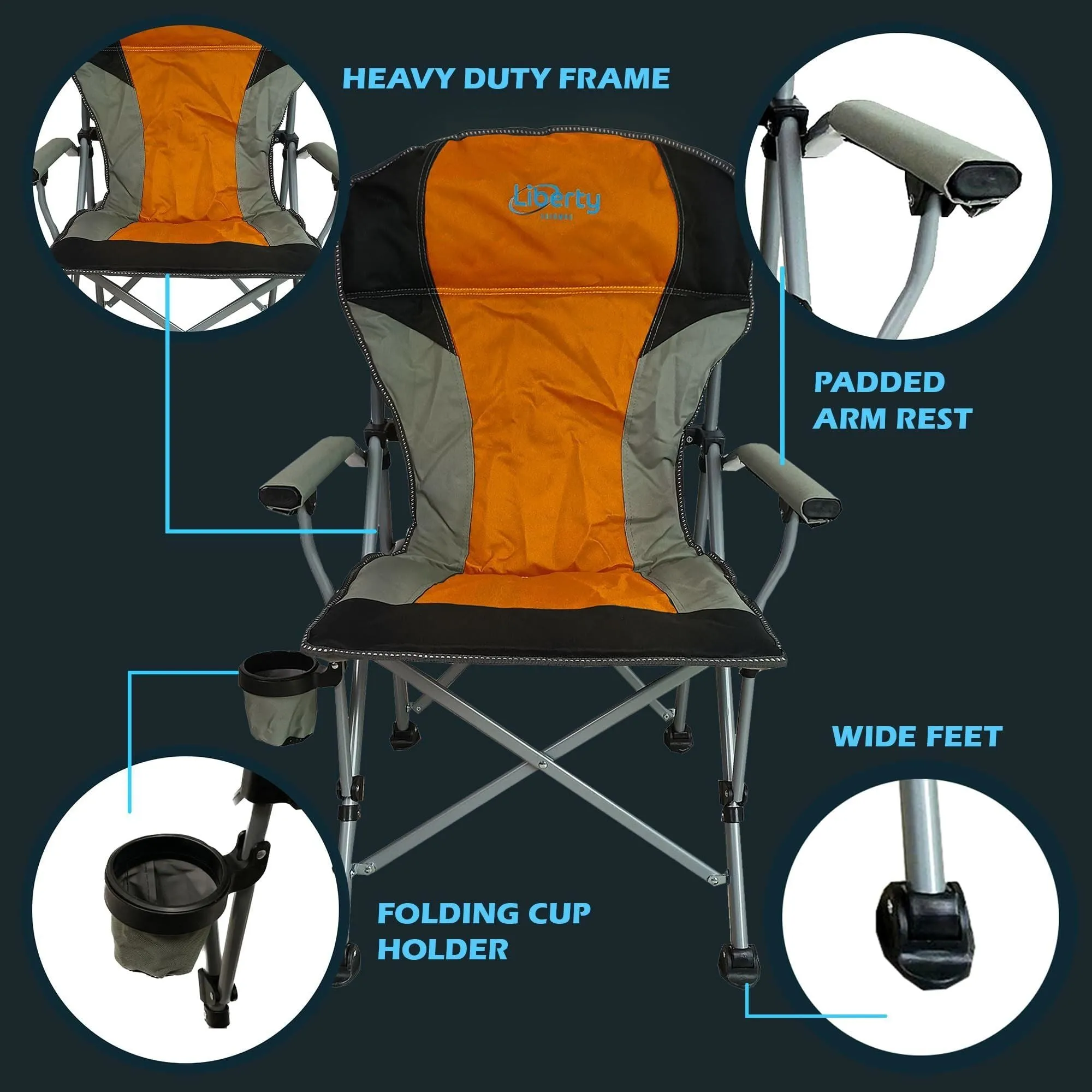 Liberty Orange Folding Camping Chair MDS1203