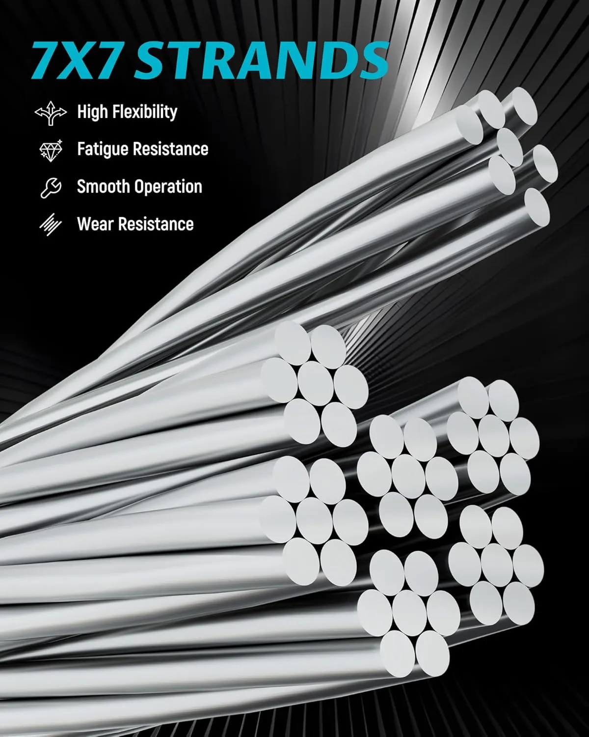 Lichamp 350FT 1/8 Stainless Steel Wire Rope Cable, Aircraft 316 SS Braided Steel Wire Thin Metal Cable Hardware for Deck Railing Handrail Safety System, SSC350