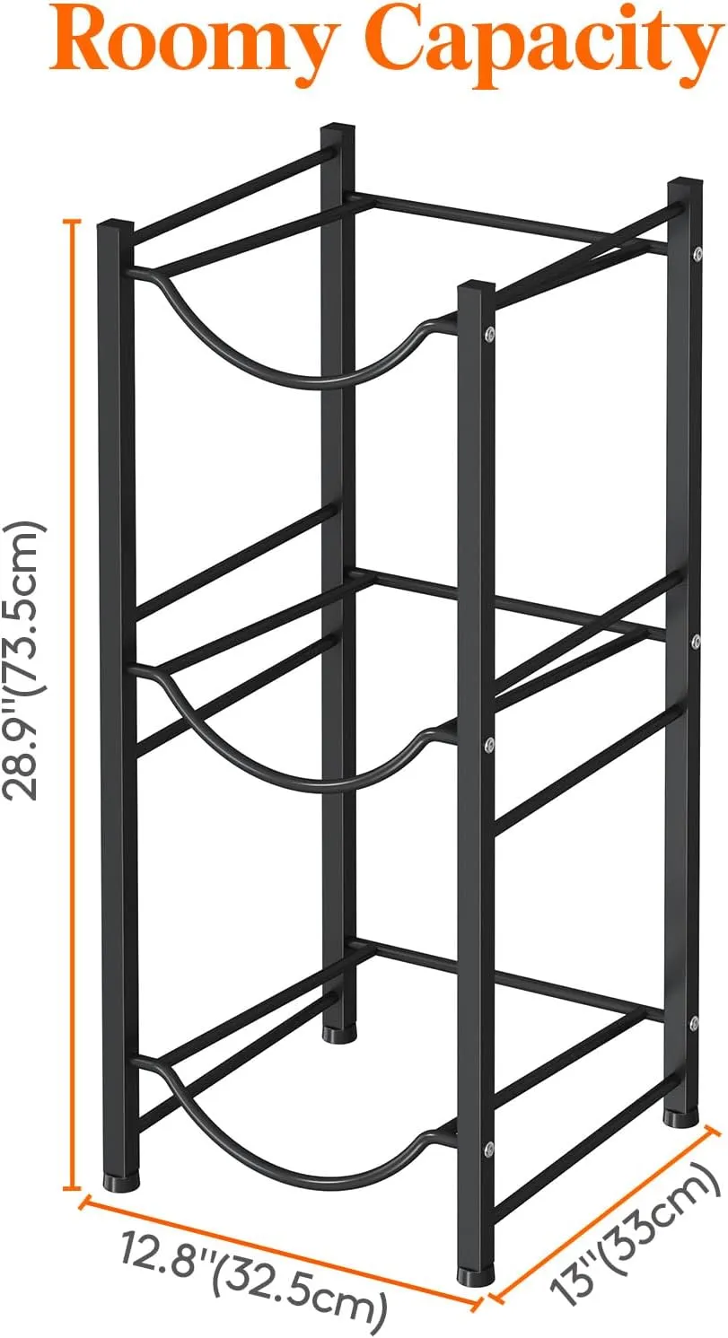 Lifewit 5 Gallon Water Jug Holder, 3 Tier Water Bottle Stand, Heavy Duty Water Dispenser Rack with 3 Slots for Gallon Jugs, Detachable Water Storage Shelf Organizer for Home Living Room Office, Black