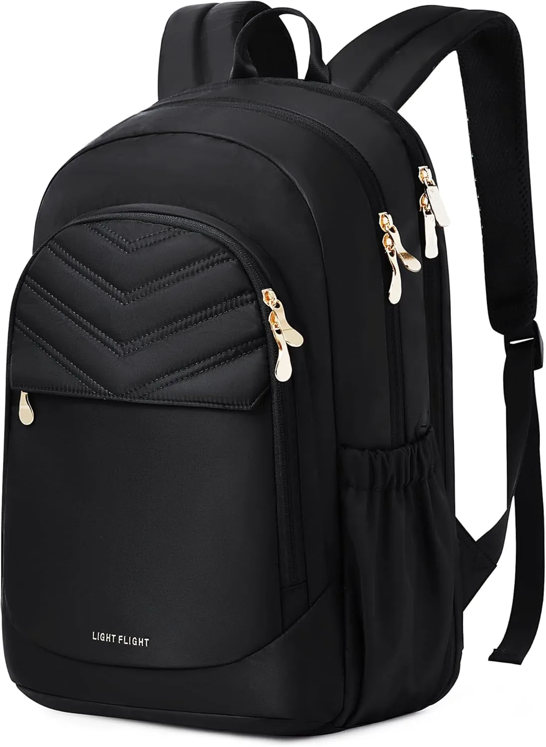 LIGHT FLIGHT 17.3" Laptop Backpack for Women, Large Black Travel Backpacks with USB Charging Hole, Water Resistant, Large Capacity, Daypack for College, Work, Casual Computer Bags