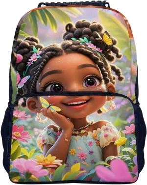 Lightweight Backpack for Gym Travel Bicycle - Big Capacity Multipurpose Anti-Theft Carry On Bag, Colorful Afro American Black Woman With Butterflies Art Travel Hiking Bag & Day Pack