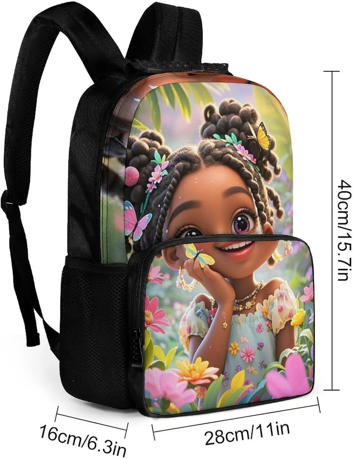 Lightweight Backpack for Gym Travel Bicycle - Big Capacity Multipurpose Anti-Theft Carry On Bag, Colorful Afro American Black Woman With Butterflies Art Travel Hiking Bag & Day Pack
