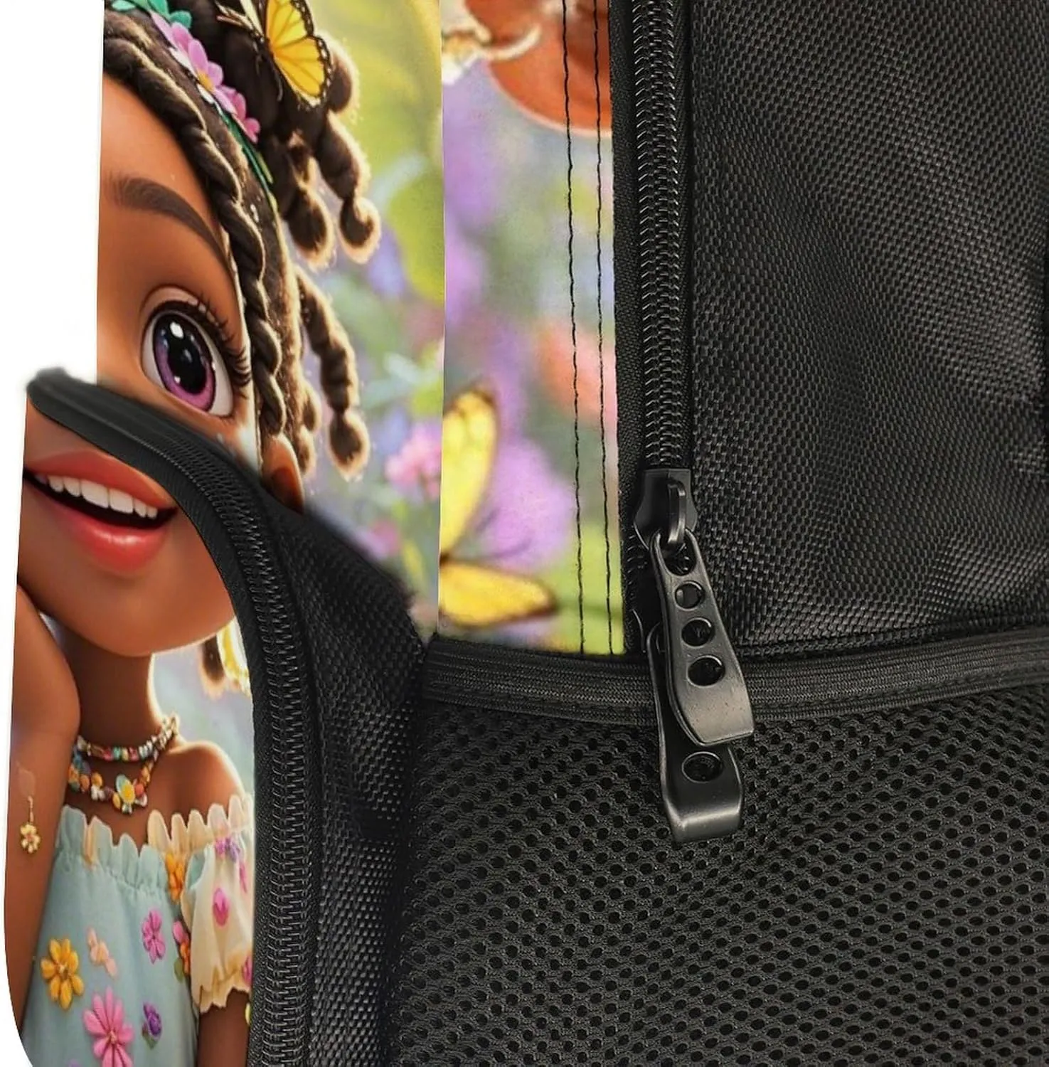 Lightweight Backpack for Gym Travel Bicycle - Big Capacity Multipurpose Anti-Theft Carry On Bag, Colorful Afro American Black Woman With Butterflies Art Travel Hiking Bag & Day Pack