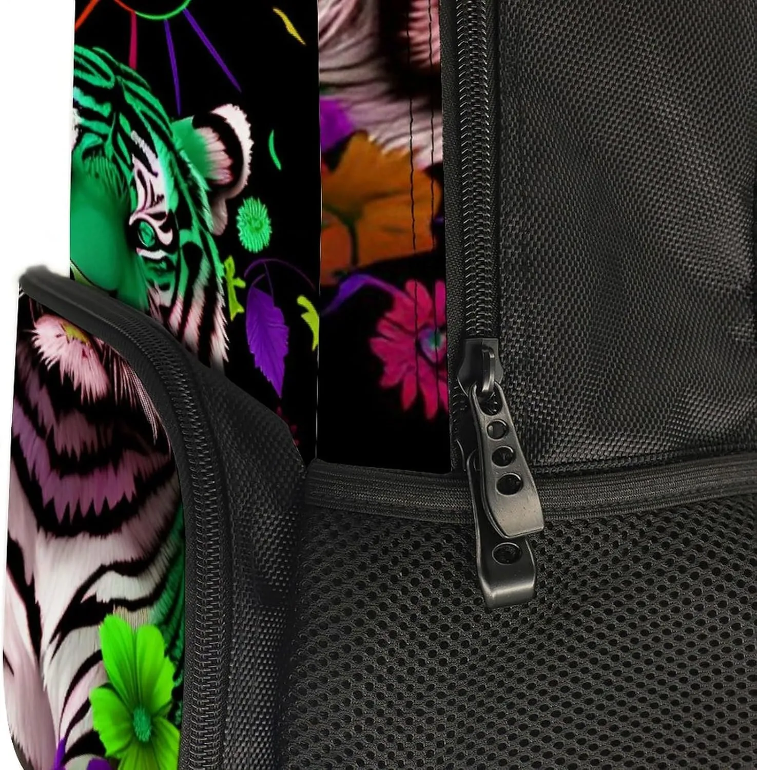 Lightweight Backpack for Gym Travel Bicycle - Big Capacity Multipurpose Anti-Theft Carry On Bag, Trippy Tiger Animal Flower Art Travel Hiking Bag & Day Pack