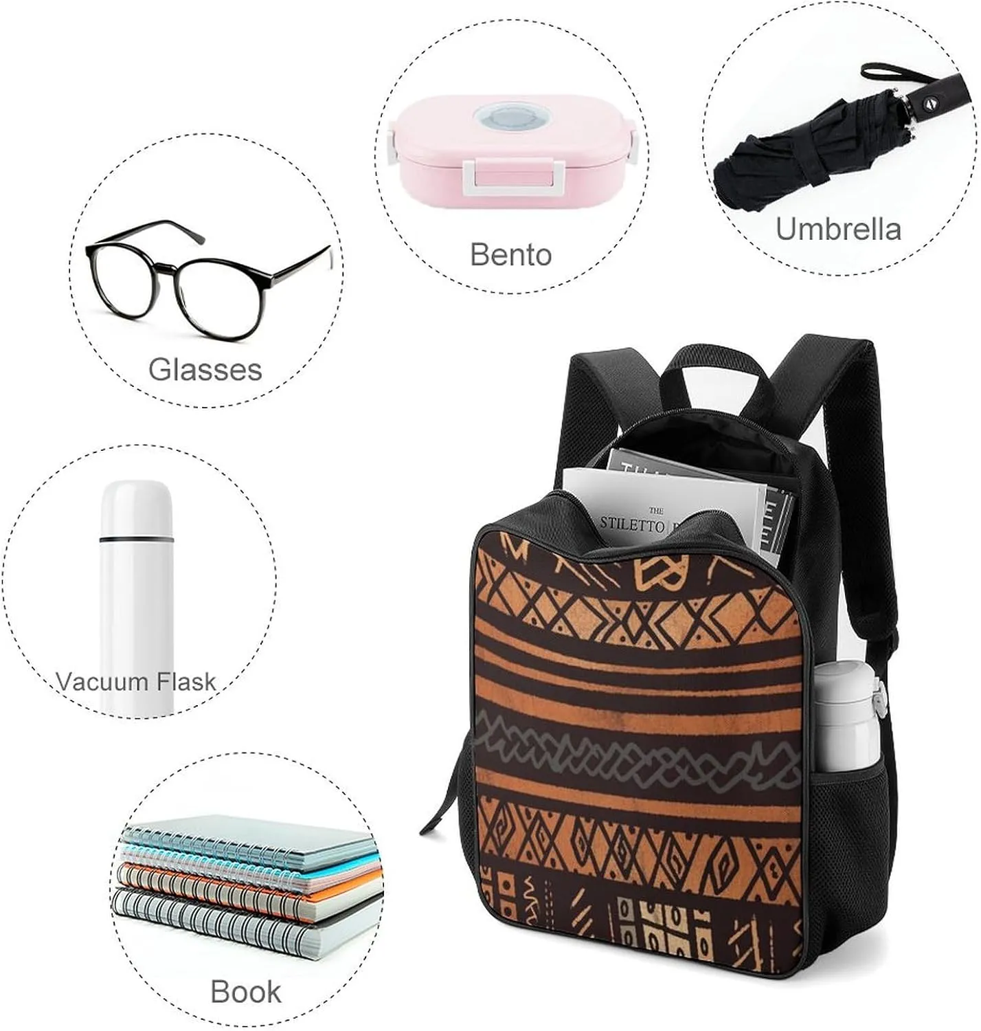 Lightweight Backpacks Cute Travel Bag Durable African Mud Cloth Tribal Printing Small Travel Backpack For Women & Men