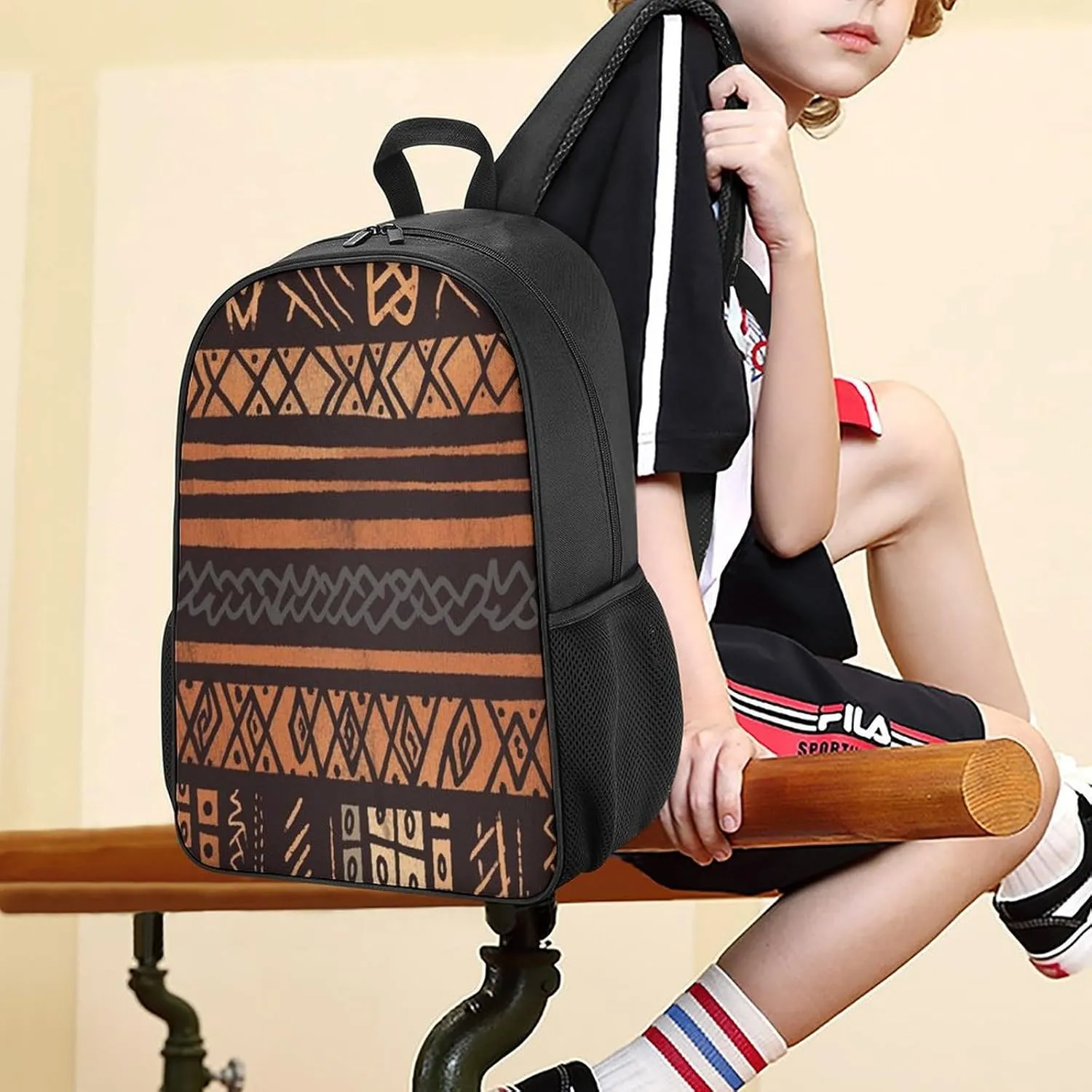 Lightweight Backpacks Cute Travel Bag Durable African Mud Cloth Tribal Printing Small Travel Backpack For Women & Men