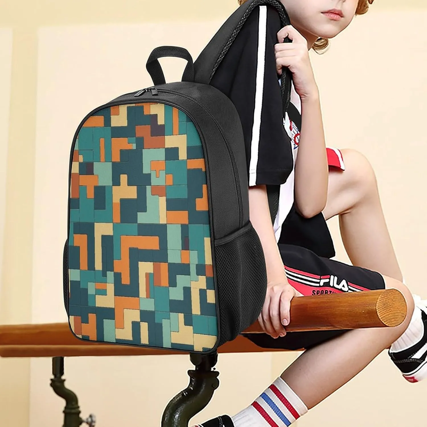 Lightweight Backpacks Cute Travel Bag Durable Blue And Orange Design Printing Small Travel Backpack For Women & Men