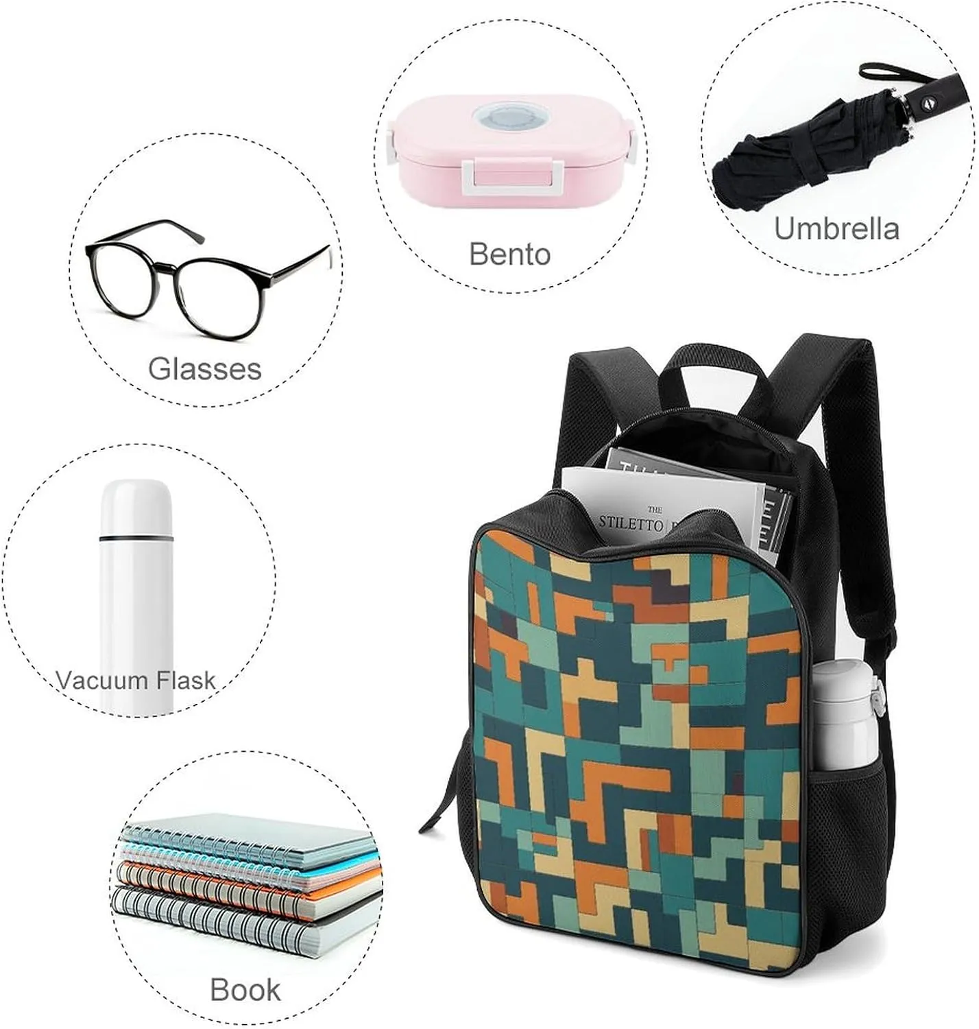 Lightweight Backpacks Cute Travel Bag Durable Blue And Orange Design Printing Small Travel Backpack For Women & Men
