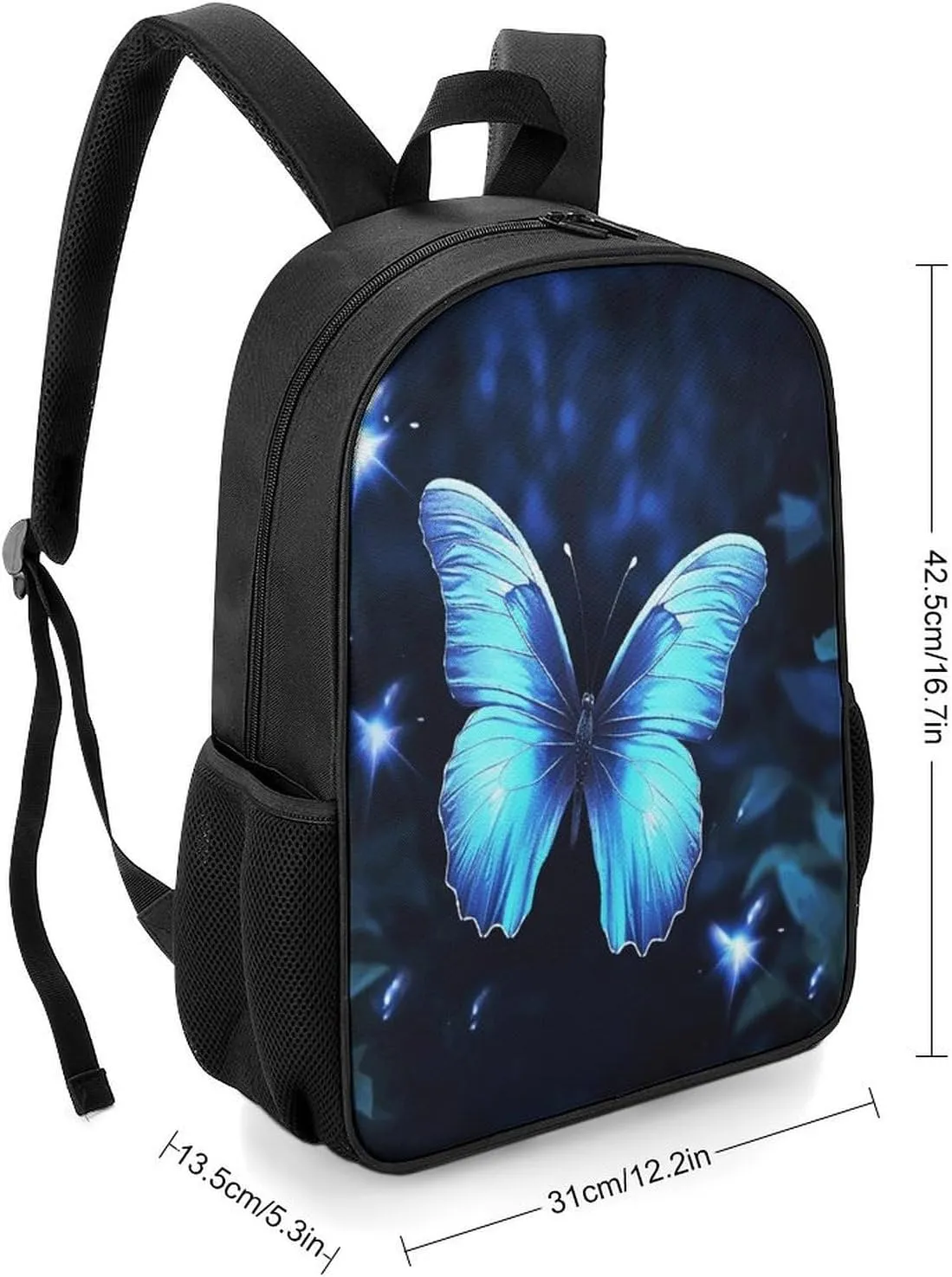 Lightweight Backpacks Cute Travel Bag Durable Blue Butterfly Printing Small Travel Backpack For Women & Men