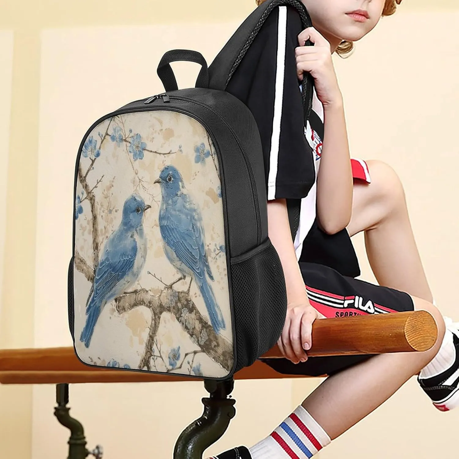 Lightweight Backpacks Cute Travel Bag Durable Bluebird on The Branch Printing Small Travel Backpack For Women & Men