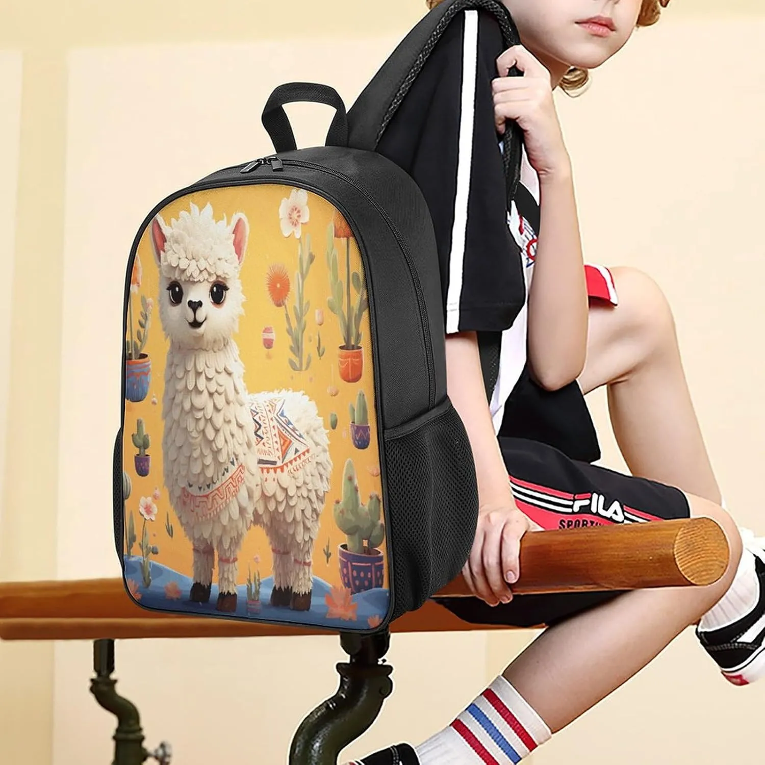 Lightweight Backpacks Cute Travel Bag Durable Cartoon Alpaca Cute Animal Printing Small Travel Backpack For Women & Men