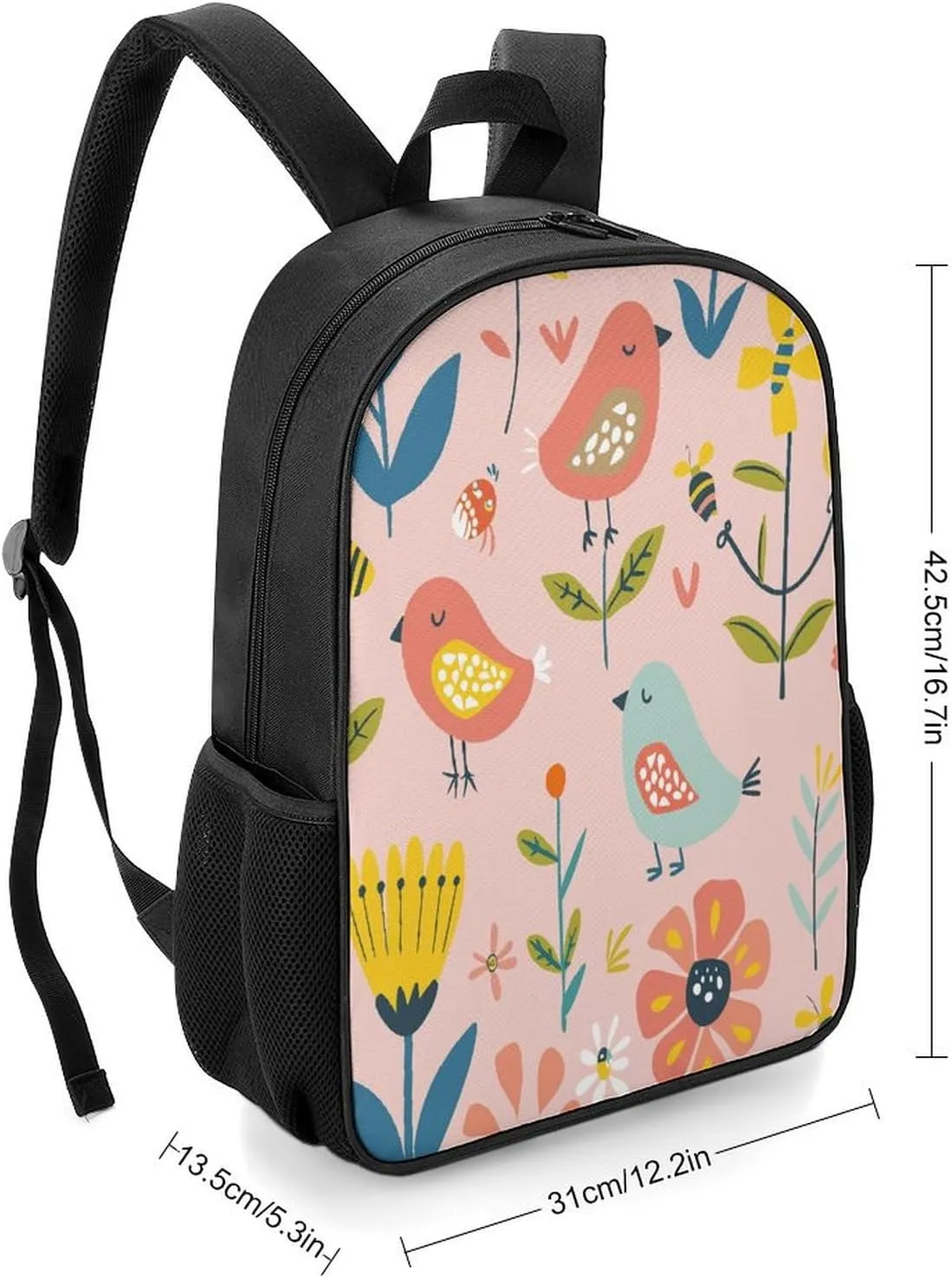 Lightweight Backpacks Cute Travel Bag Durable Cartoon Birds And Bees Printing Small Travel Backpack For Women & Men
