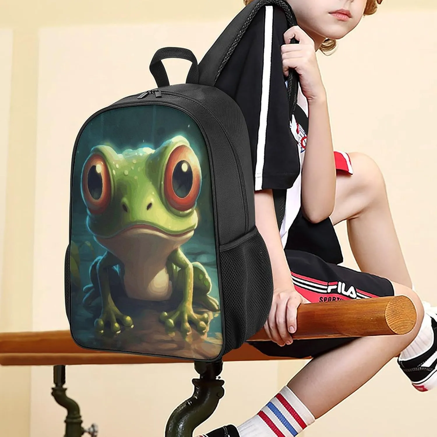 Lightweight Backpacks Cute Travel Bag Durable Cartoon Frog Printing Small Travel Backpack For Women & Men