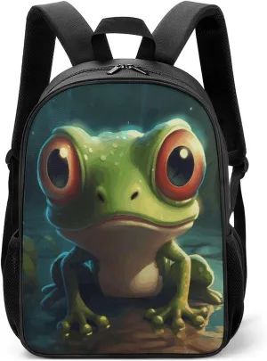 Lightweight Backpacks Cute Travel Bag Durable Cartoon Frog Printing Small Travel Backpack For Women & Men