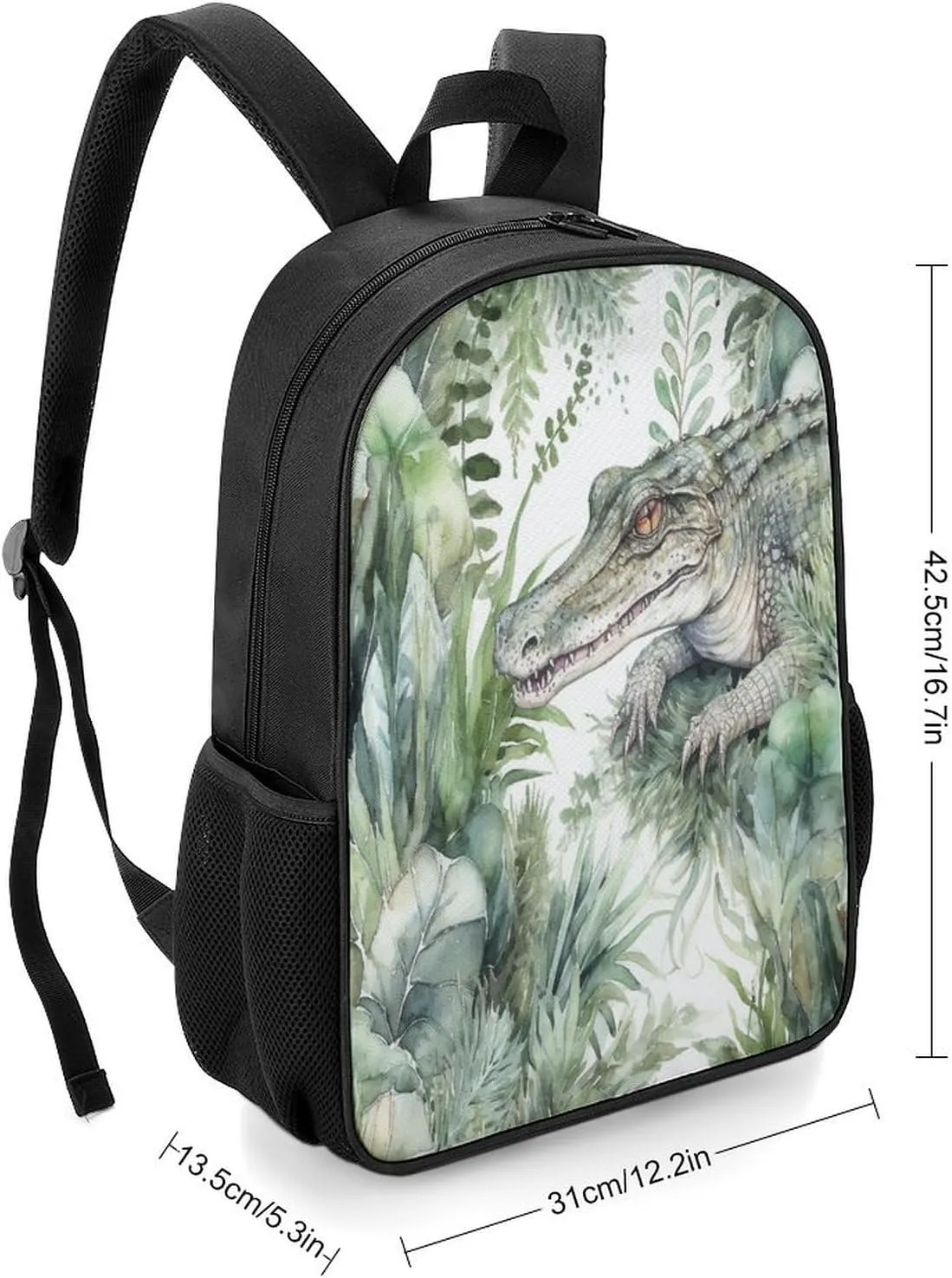Lightweight Backpacks Cute Travel Bag Durable Crocodile Green Printing Small Travel Backpack For Women & Men