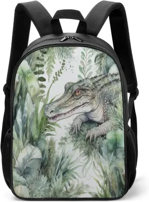Lightweight Backpacks Cute Travel Bag Durable Crocodile Green Printing Small Travel Backpack For Women & Men